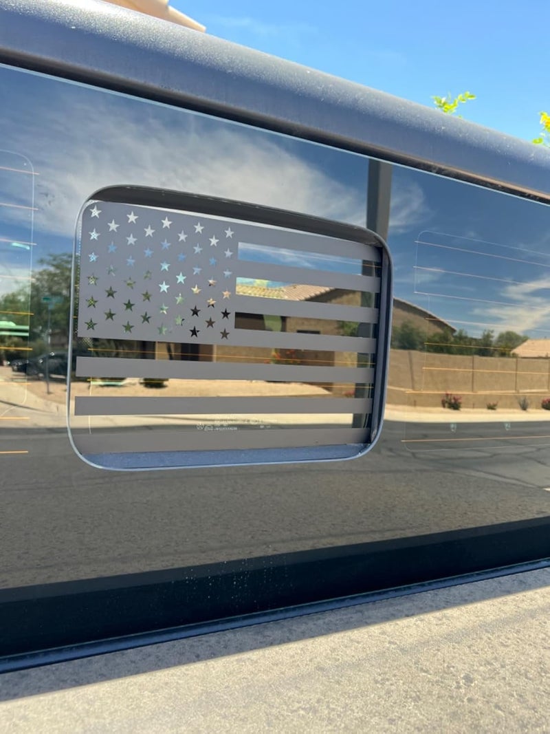 xinghe for Toyota Tacoma 2024 2025 2026 Rear Middle Window American Flag Decal, Matte Black USA Flag Vinyl Sticker for Tacoma Truck Back Sliding Window, Patriotic Decal for Tacoma Accessories - Image 4